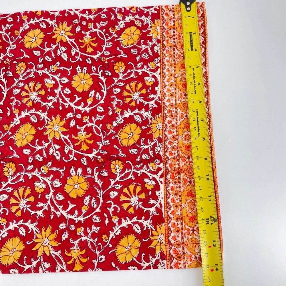Pottery Barn Scarlett Red Floral‎ Cotton Placemats Set of 6 Block Print 14x20 B
